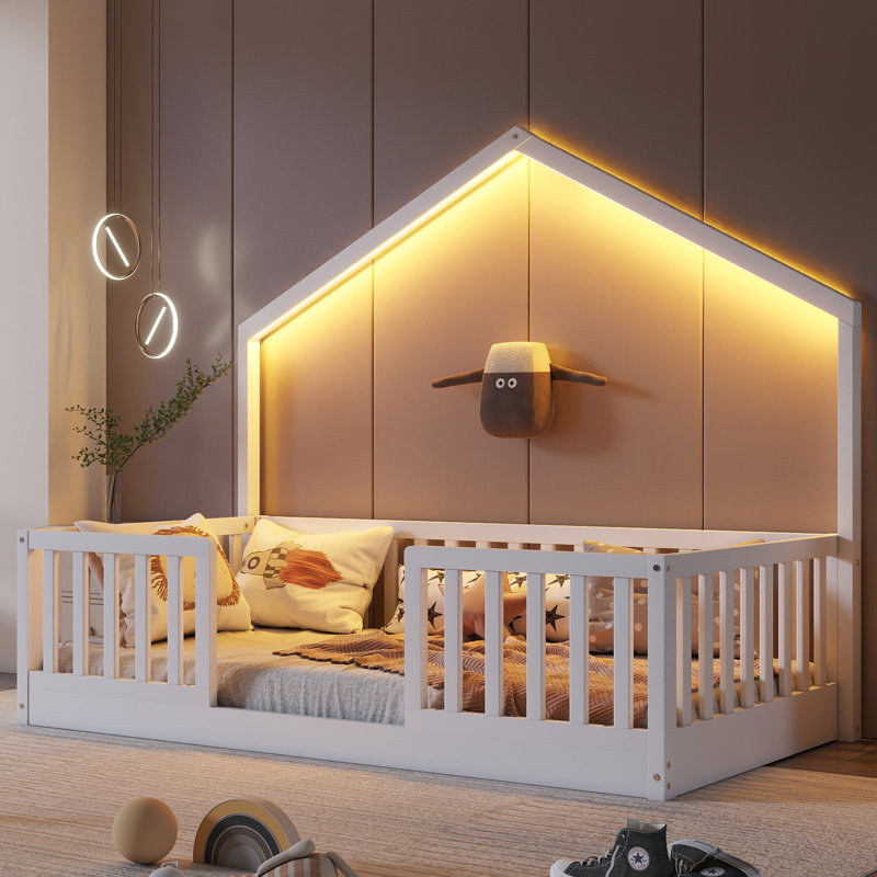 Lit simple en bois Montessori, Simple, Blanc