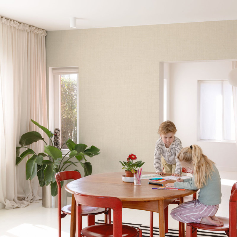 Little Dreamers Collection Textile Plain Wallpaper Roll, Light Blue