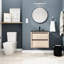 Meuble-lavabo moderne avec lavabo en céramique noire, 2 tiroirs à fermeture en douceur résilient avec lavabo, options de tiroirs robustes-1965796242