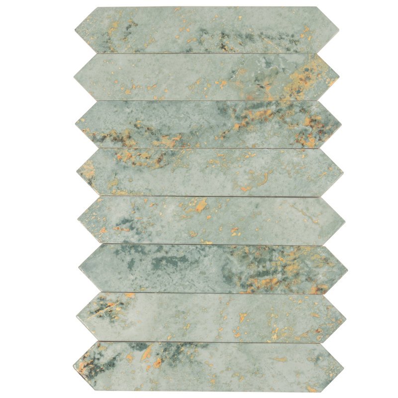 Festa 1.7'' W x 9.6'' L Ceramic Singular Tile, Moss Green