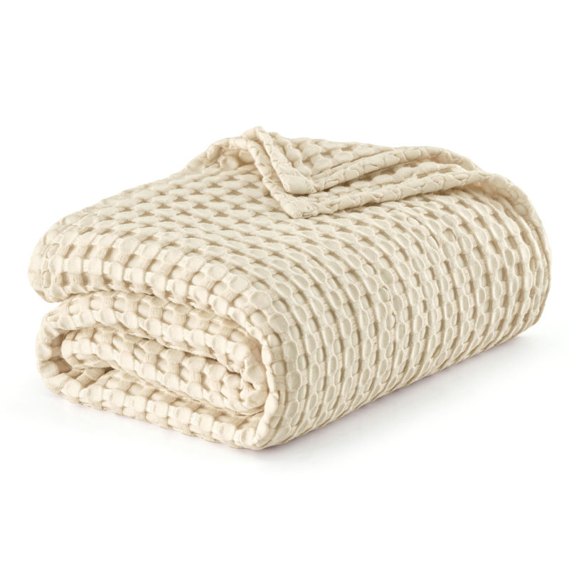 Bedsure 279gsm Cotton & Rayon from Bamboo Waffle Blanket GentleSoft™️, Queen, Tapioca