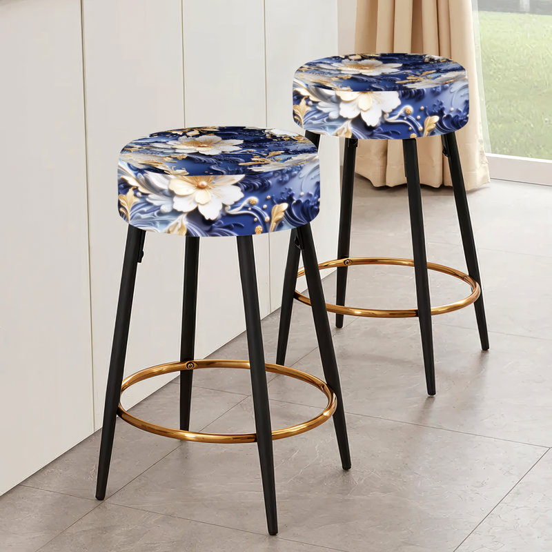 Ensemble de 2 tabourets de bar en marbre Celestial Mirage