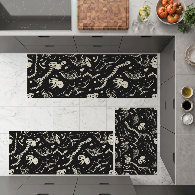 Fossil Print Non-Slip Washable Kitchen Mats