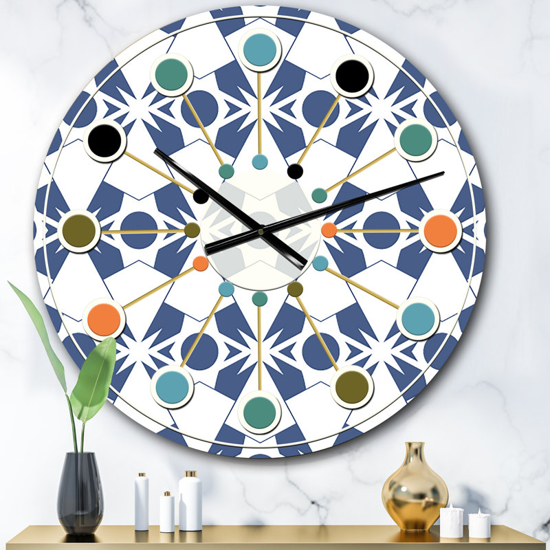 Horloge murale abstraite à motif géométrique rétro I - Mid-Century, Surdimensionné