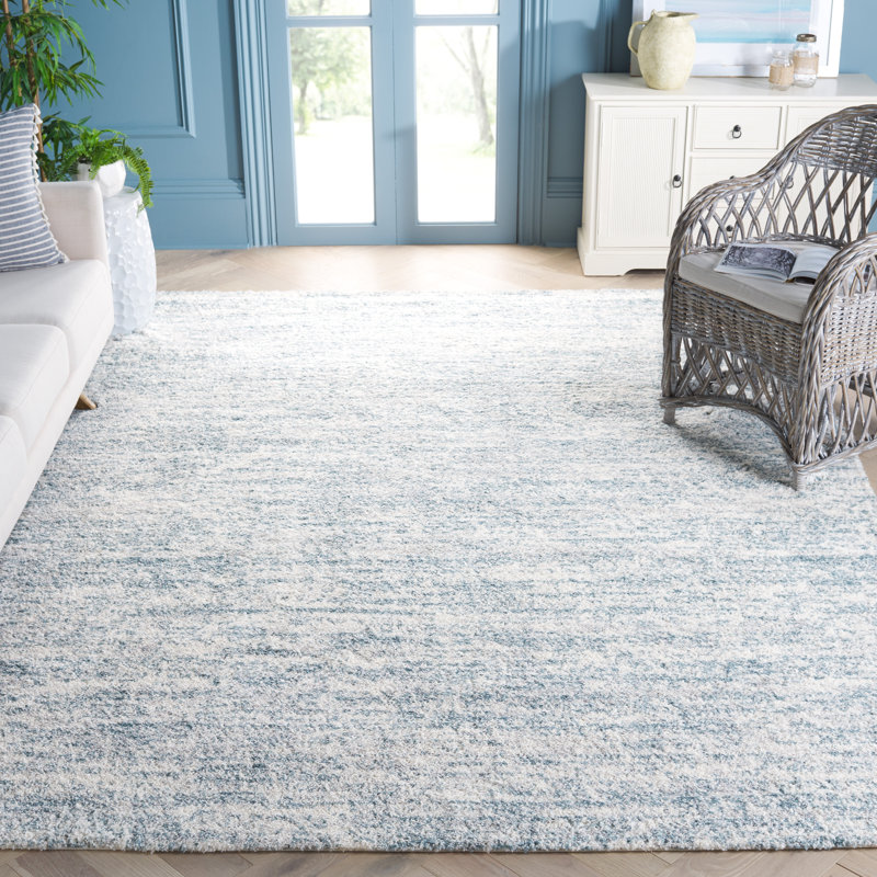 Jeremias Berber Shag 563 Area Rug In Ivory / Light Aqua, Rectangle 10' x 14'