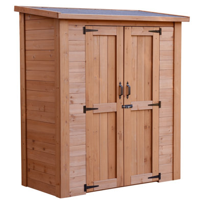 Cedar Wooden Heavy Duty Lean-To Storage Shed With Double Doors