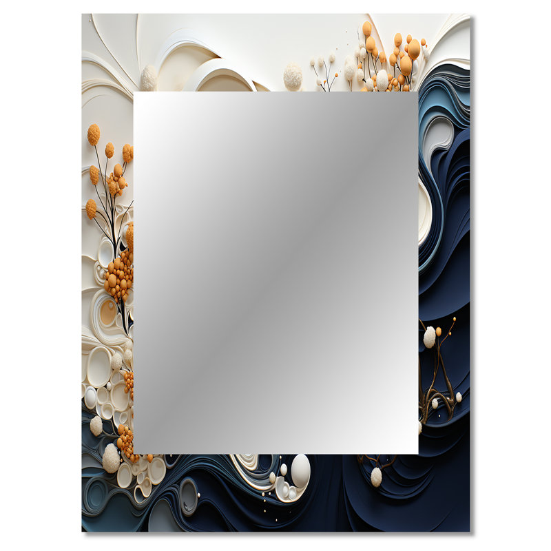 Liquid Ink Spiralscape III - Gold Wall Mirror Decor, 40" x 30"
