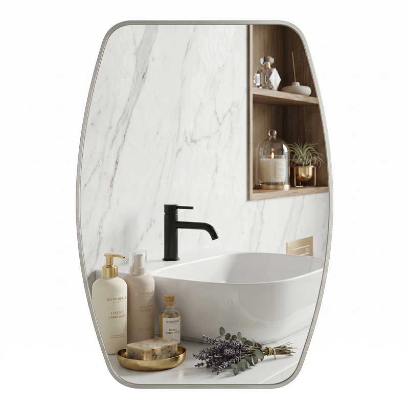 Miroir de salle de bain Curved, Nickel brossé
