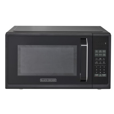 Black Modern Stainless Steel Finish 0.9 cu. ft. 900-Watt Microwave Oven With Multi-Stage Cooking