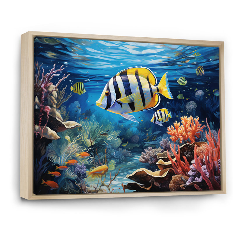 Caraibe Turquoise Waters I, reproduction d'art sur toile, H 34 po x l 44 po x P 1,5 po, Cadre naturel flottant