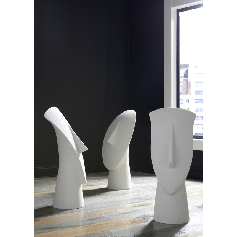 Cycladic Head, Sculpture, Triangle, White Stone