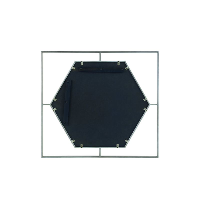 Hexagonal Beveled Mirror in Rectangular Gold Frame