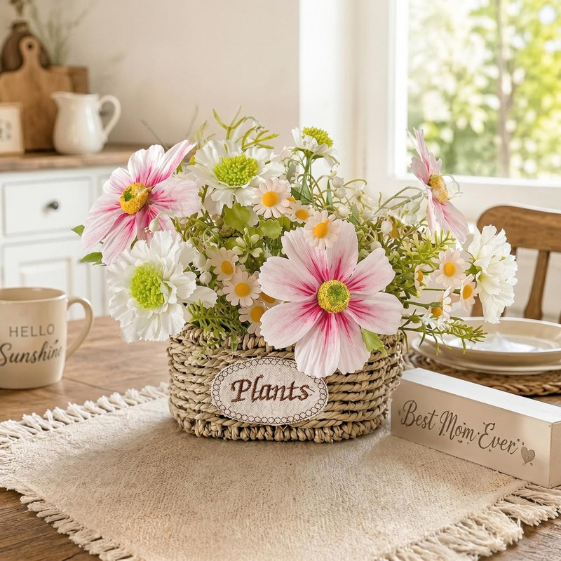 Arrangement floral rustique artificiel, Blanc