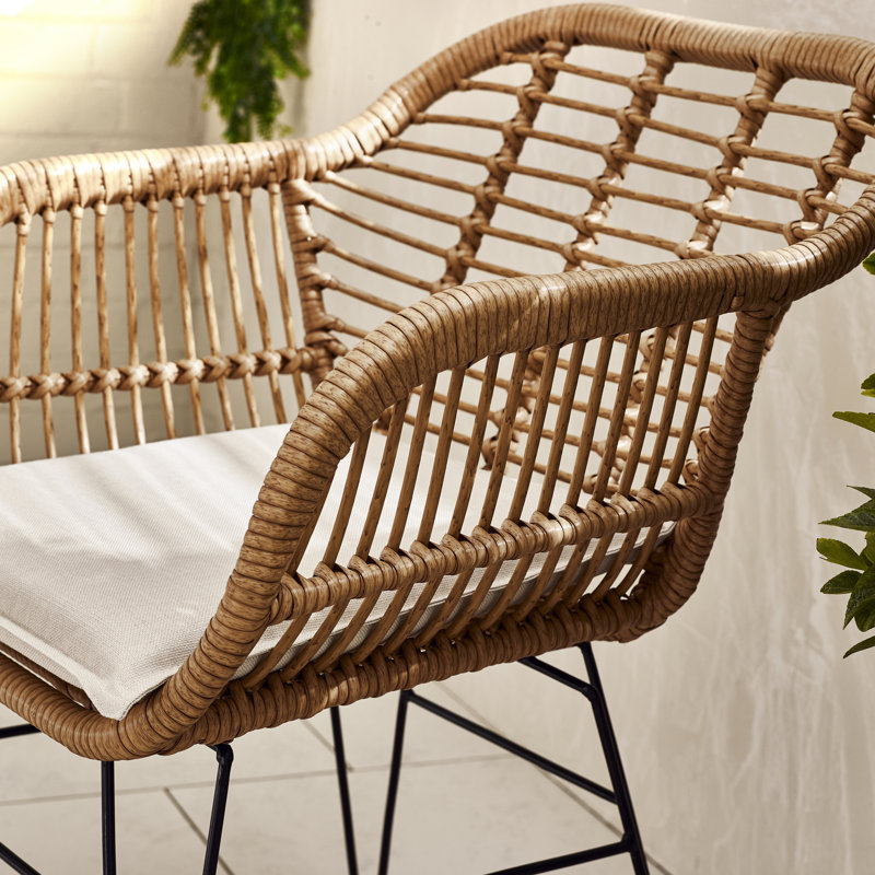 Ensemble bistro extérieur 2 personnes avec pieds en épingle Chirezza pour jardins industriels Boho, Brun