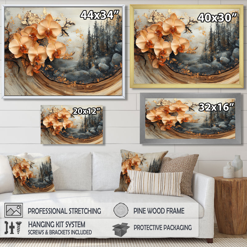 Orchidées Genka, H 28 po x l 60 po, Toile tendue, Ne s’applique pas