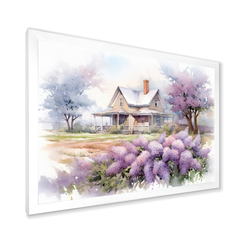 Mauve et gris lilas à la ferme - lilas, art mural encadré, H 12 po x l 20 po x P 1 po, Cadre simple blanc