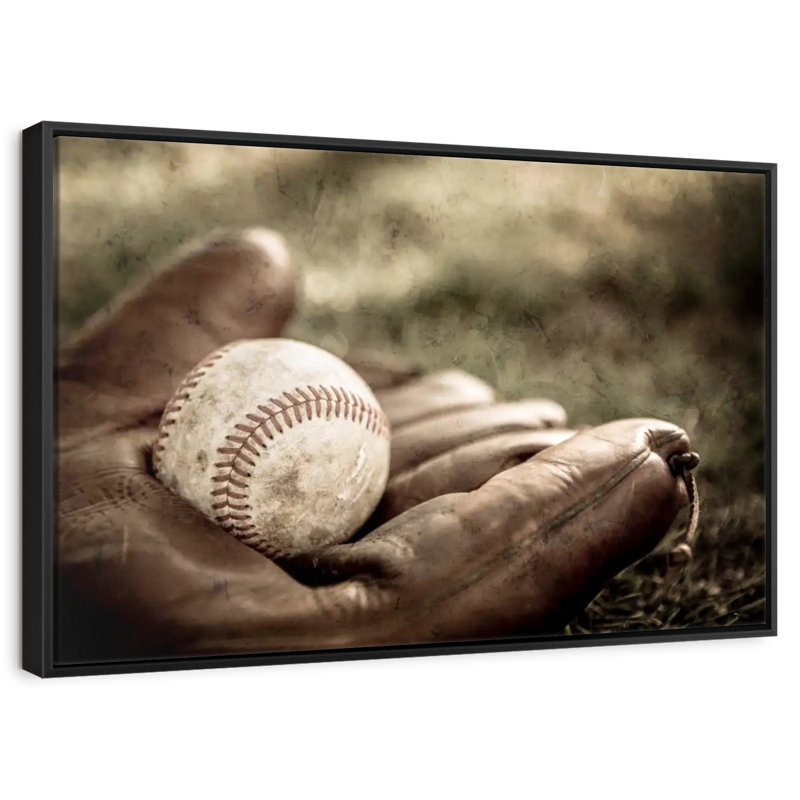 Baseball On Glove, Floating Frame Black, 43" X 29"