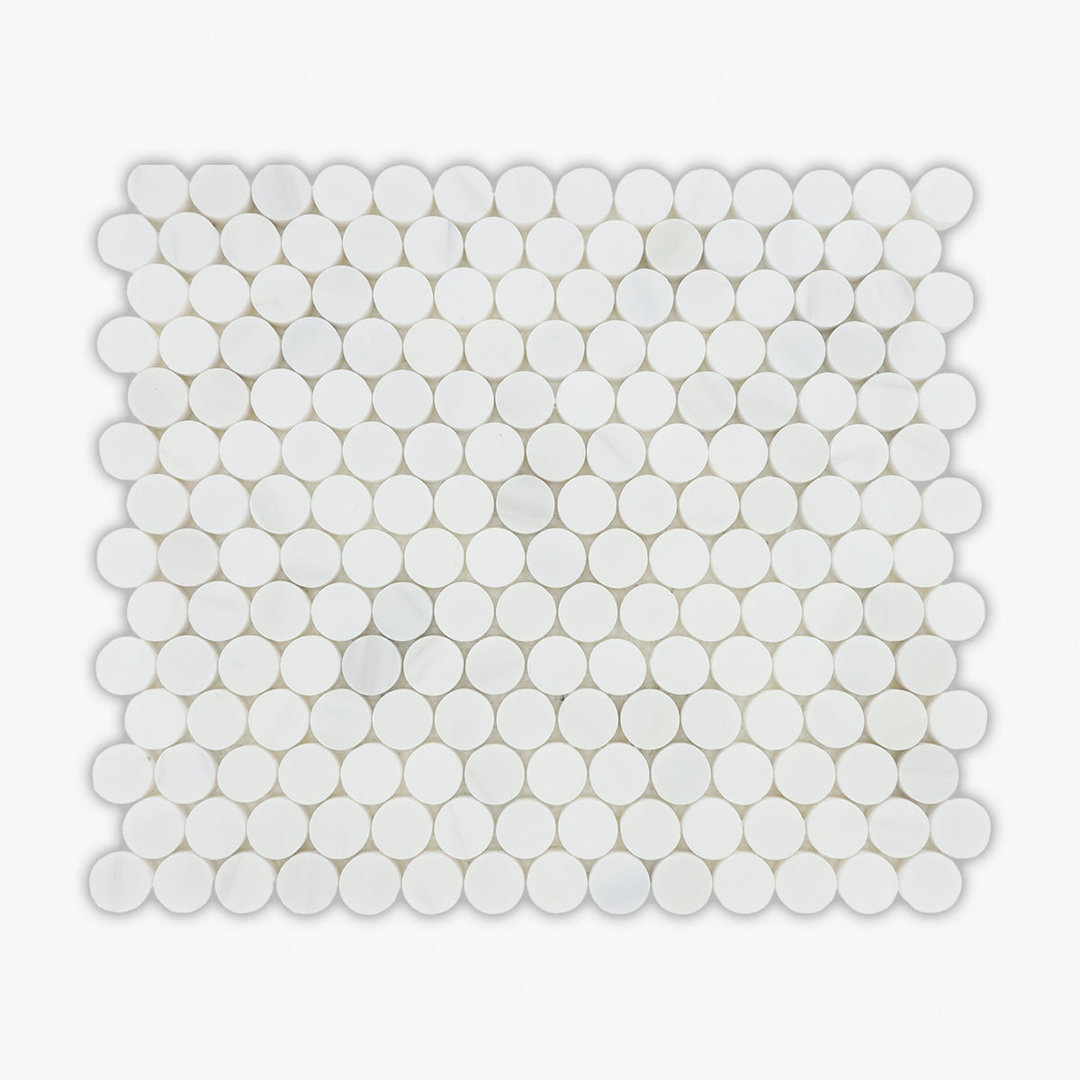Bianco Dolomiti 12" x 14" Marble Penny round Mosaic Wall & Floor Tile Direct Stone Source