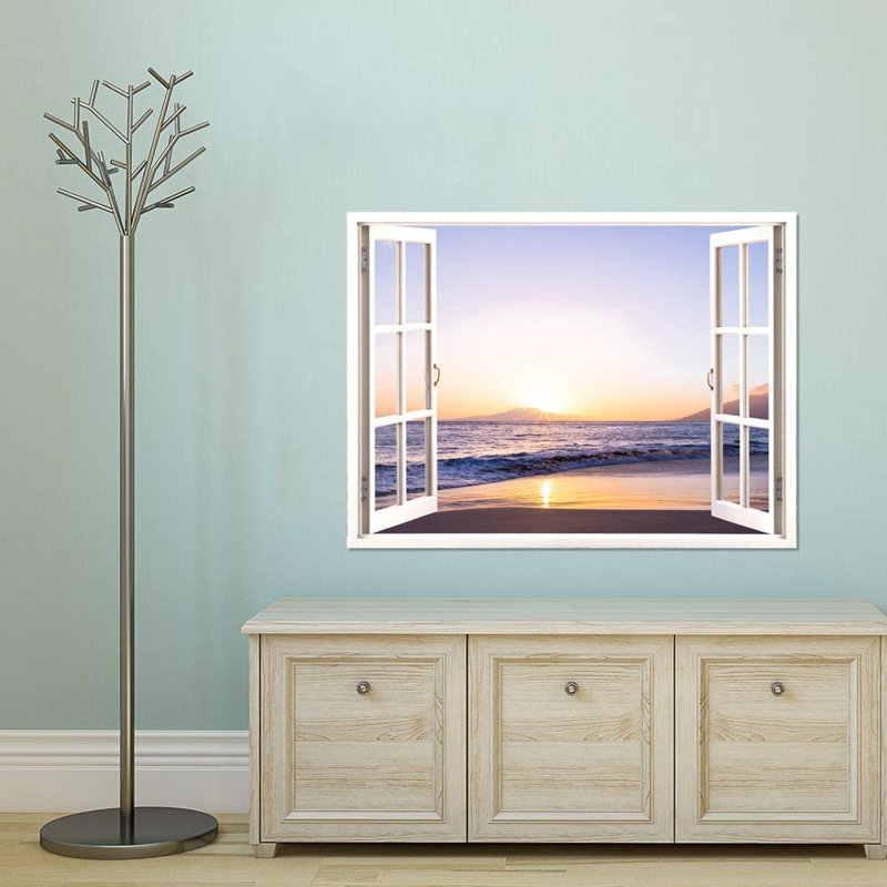 Murale coucher de soleil sur la plage, L 32 po x l 24 po
