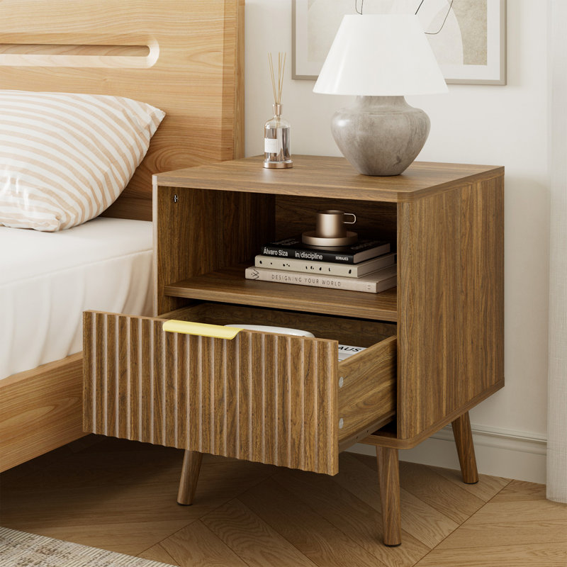 Ensemble de chambre à coucher 3 pièces (1 commode + 2 tables de chevet), Noyer