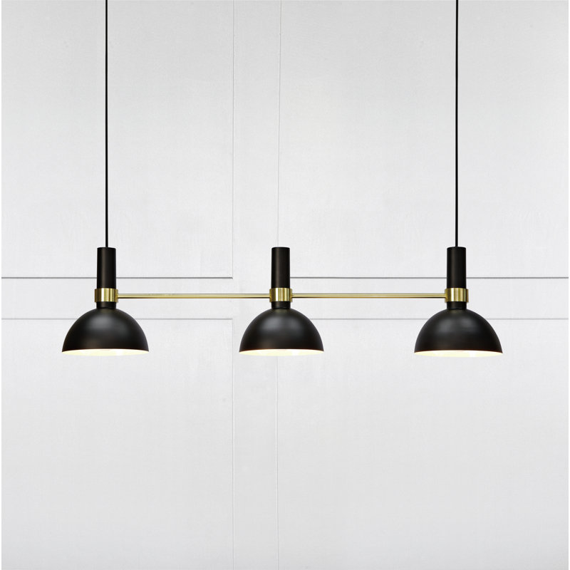 Keanu 3 - Light Kitchen Island Pendant, Black/Brushed Brass