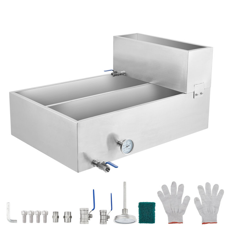 57 Gallon Stainless Steel Maple Syrup Evaporator Pan – 24" x 36" x 18.5" with Valve & Thermometer for Home & Outdoor Boiling