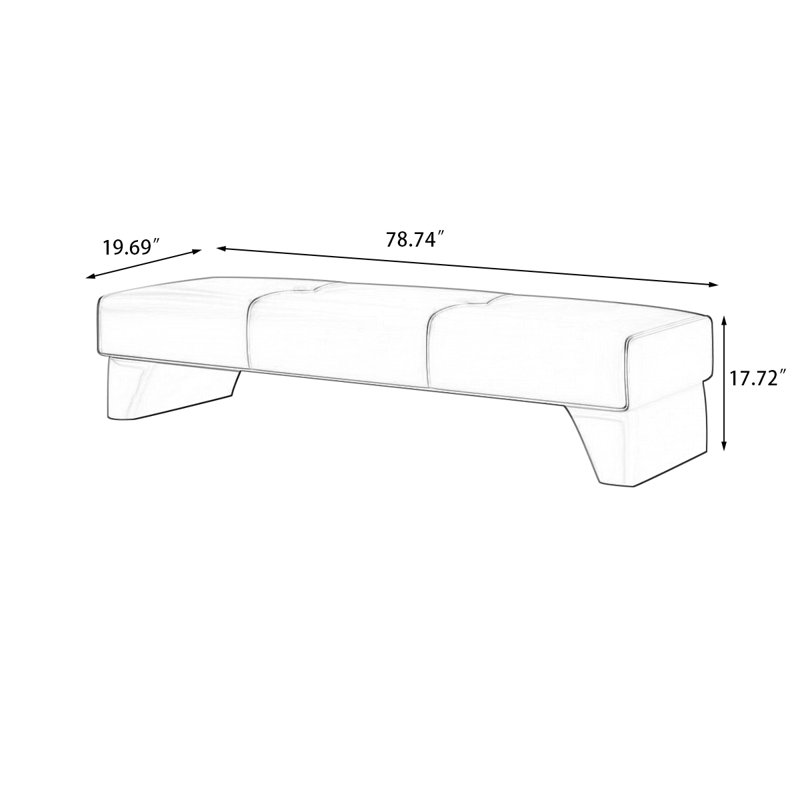 Banc avec revêtement, Gris, H 17,72 po x l 78,74 po x P 19,69 po