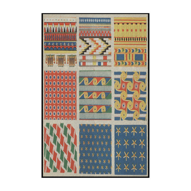 Tapis vert/bleu/rouge tissé à la machine, Rectangle 7 pi x 10 pi