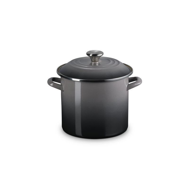 Le Creuset Enamel-On-Steel Stockpot With SS Knob, 10 Qt., White, Sage, 8 quarts