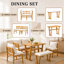 Ensemble de coin-repas 6 pièces avec banc, table en bois massif et chaises, blanc classique et style campagnard naturel