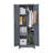 Broom Storage Cabinet With Locking Doors And Shelves, Metal Storage Cabinet With Hanging Rod and S-Hooks-1926365628