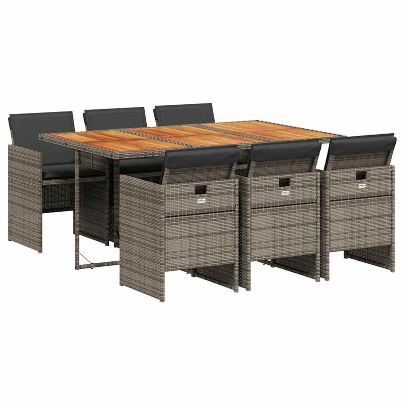 Patio Dining Set with, 7 Pieces: Table, 6 Chairs, 73cm H x 165cm W x 106cm D