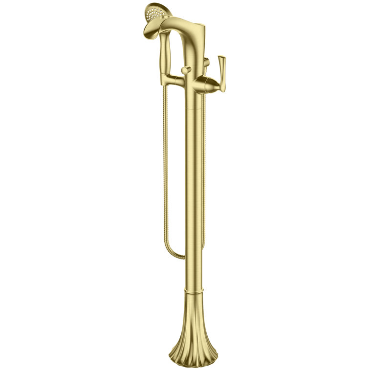 Rhen Single Handle Floor Mounted Freestanding Tub Filler Trim with with Handshower