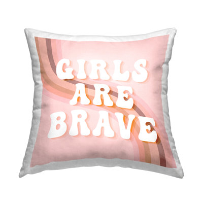 Conception de coussin décoratif à imprimé de filles rétro et courbées roses par Daphne Polselli