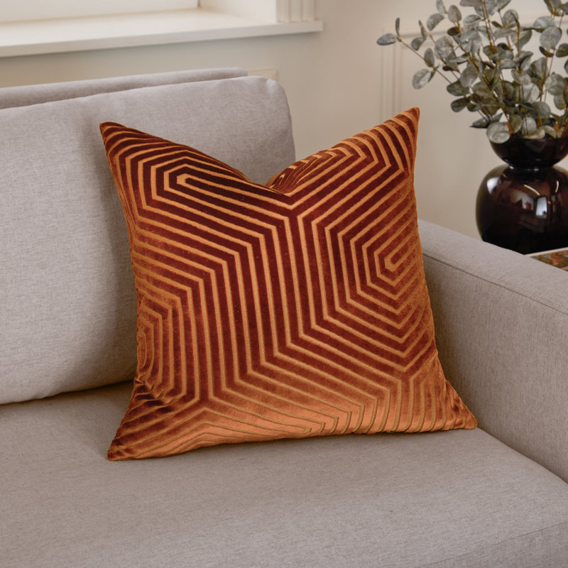 Geometric Square Cushion Cover, Brick