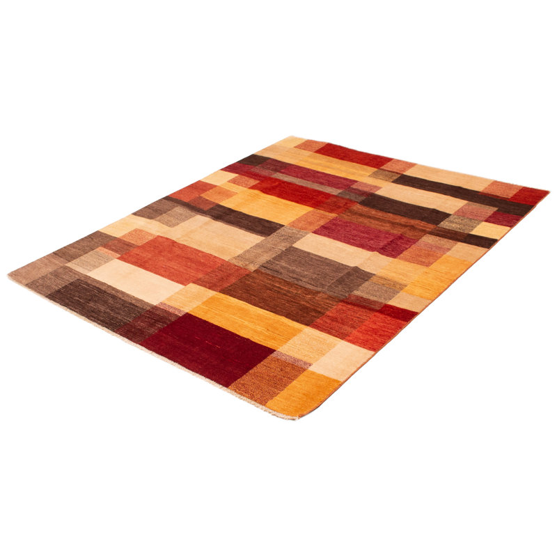 Tapis unique en laine noué à la main 8 pi x 10 pi nouvel âge en rouge / beige Nephi