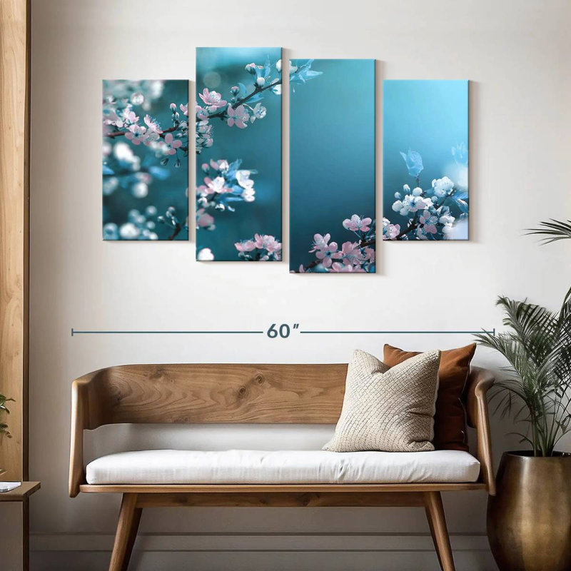Harnek délicates fleurs printanières, H 32 po x l 52 po