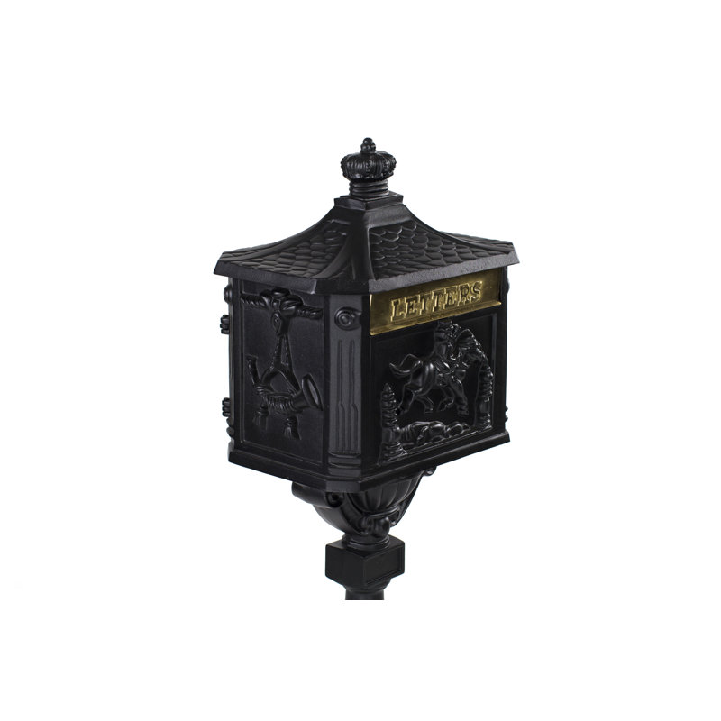 Aluminum Post Mounted Mailbox, Black