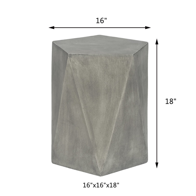Elyas Matte Black Geometric Concrete Outdoor Side Table
