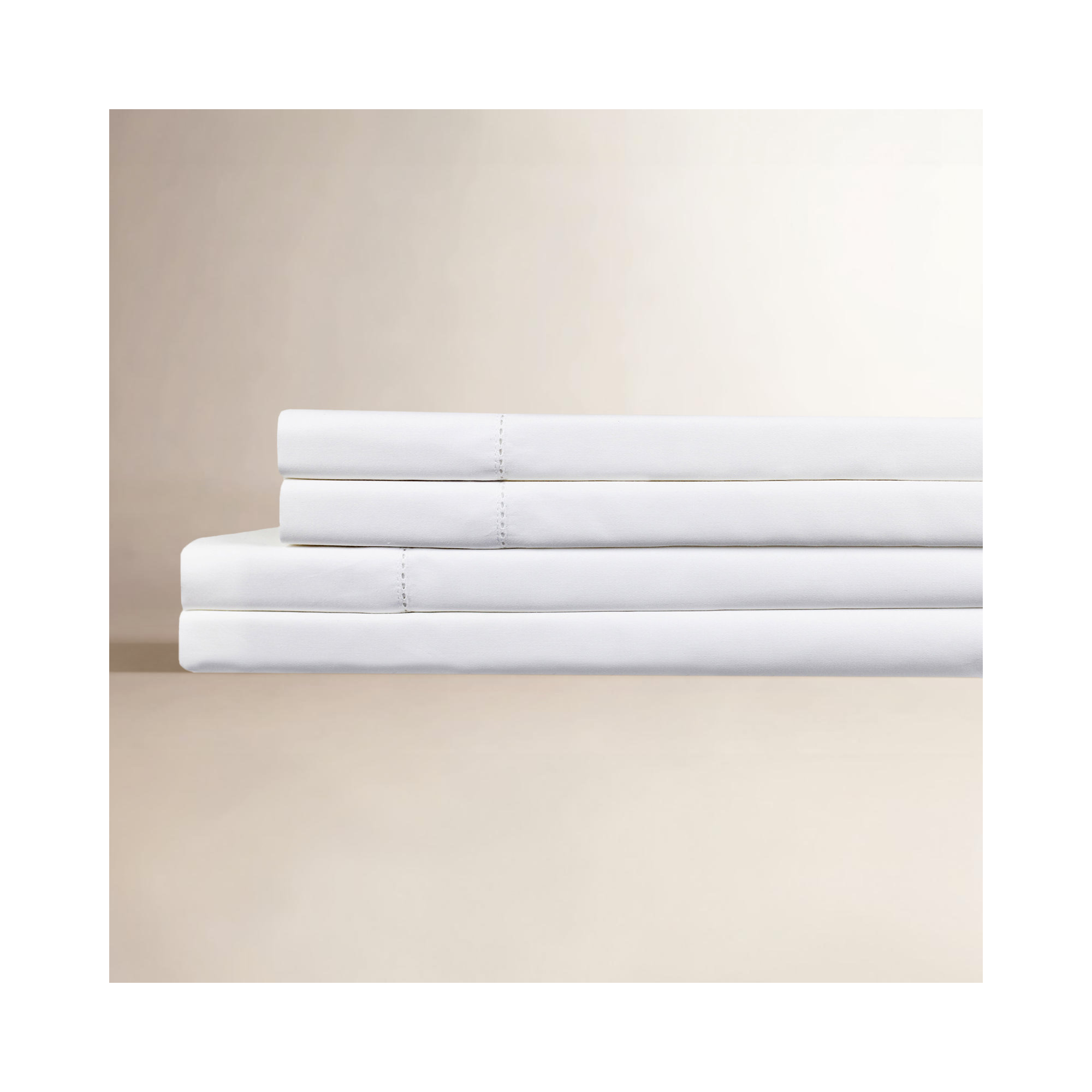 Barbe 100% Cotton Sheet Set, White, King Sheet Set + Fitted Sheet + 2 Pillowcases
