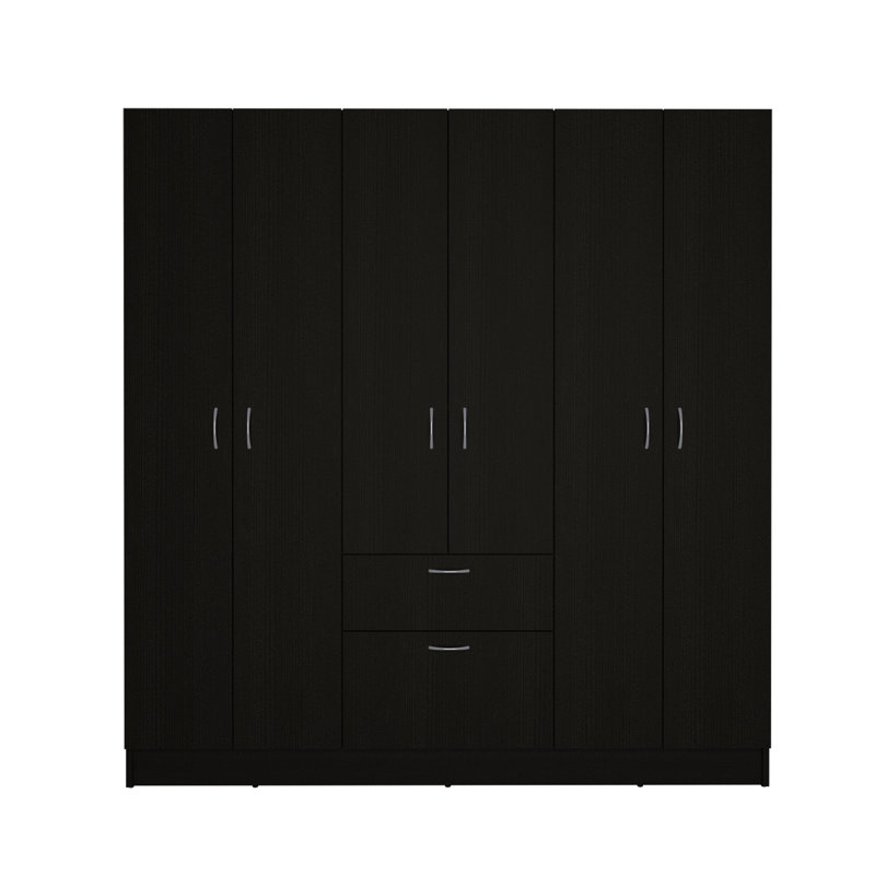 Armoire rectangulaire 1 tiroir 6 portes Wengue noir et blanc
