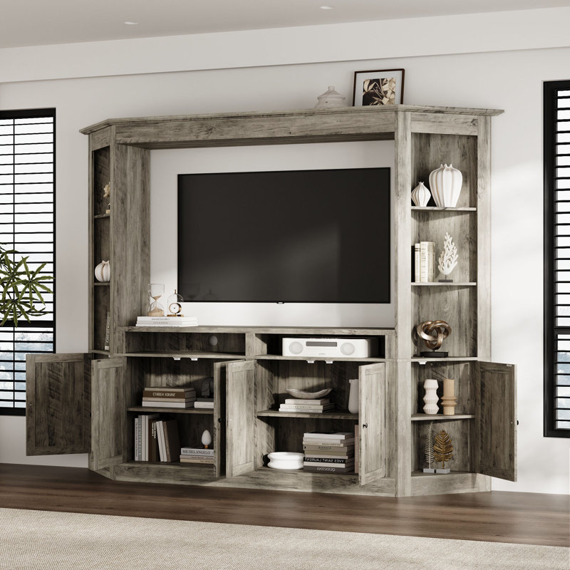 Vintage 4-Door Entertainment Center With Bookshelves For Tvs Up To 58"