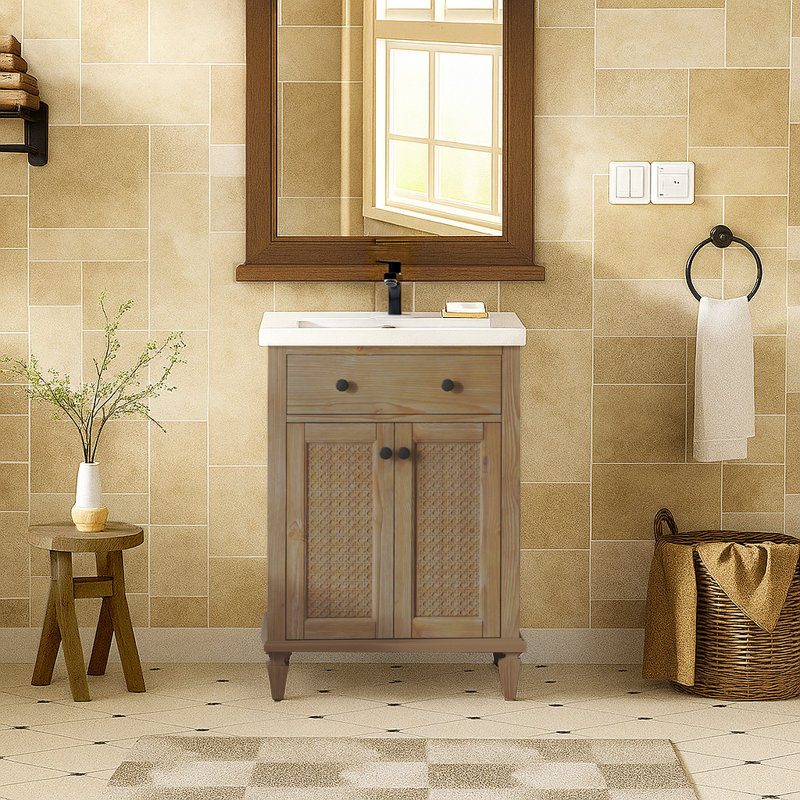 Ensemble de meuble-lavabo simple 24 po avec lavabo encastré blanc Maxbano