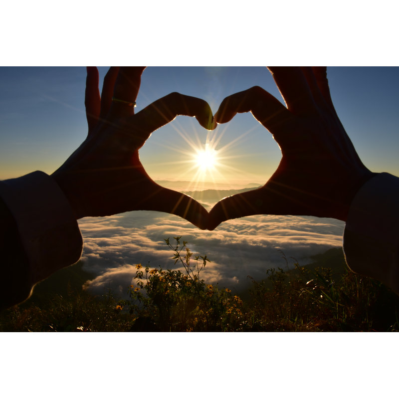 Heart Finger With The Sun by Tumteerasak - Wrapped Canvas Print, 81cm H x 122cm W
