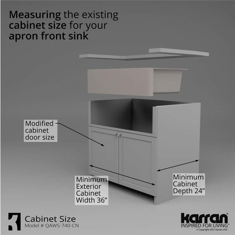 Karran Quartz 34'' X 21-1/4'' Single Bowl Farmhouse Apron Front Workstation Kitchen Sink, Concrete