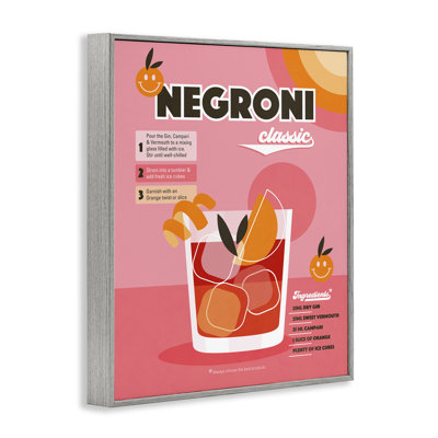 «Retro Negroni Cocktail Recipe», estampe numérique encadrée par Dominique Vari bk-065