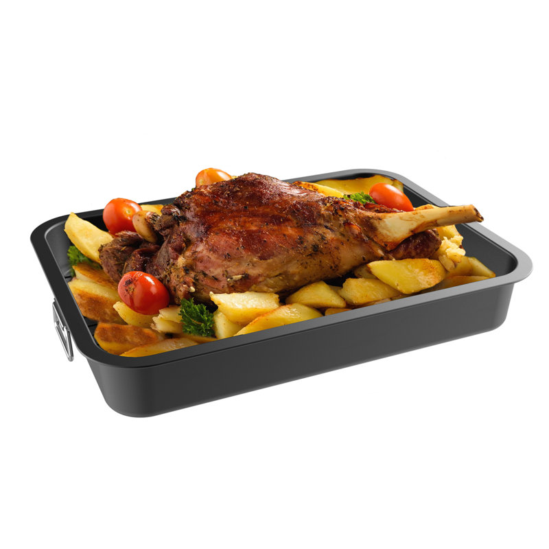 16.5" Nonstick Carbon Steel Roasting Pan with Rack and Handles