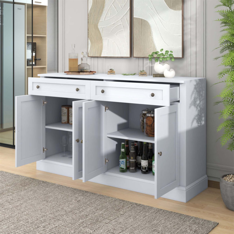Kitchen Sideboard Storage Buffet Cabinet with 2 Drawers & 4 Doors, Adjustable Shelves for Dining and Living Rooms