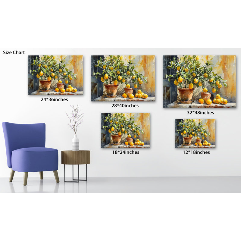  «Lemon Kitchen Artwork», image d'agrumes rustiques et éclatants sur toile de haute qualité, peinture murale encadrée de fruits pour la salle à manger ou les espaces culinaires, 24 po x 36 po