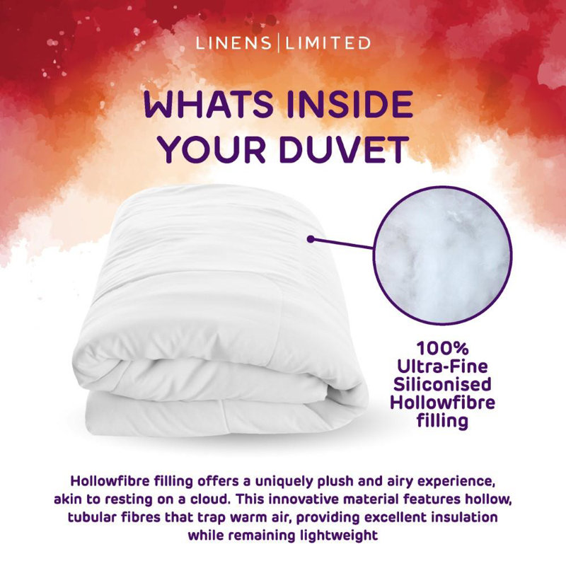 Linens Limited Bedtime Bliss Duvet, Made in the UK, All Year Round Quilt, Soft and Comfy, Hollowfibre, Machine Washable
